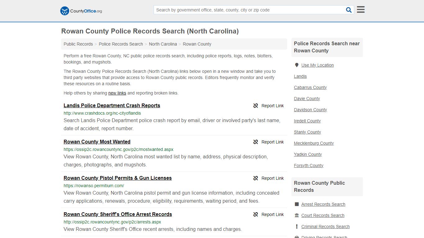 Police Records Search - Rowan County, NC (Accidents & Arrest Records)